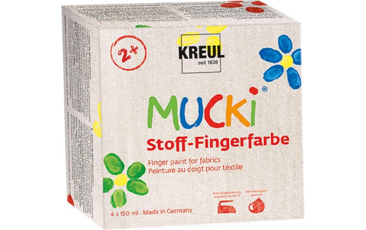 Kreul – Mucki – Fingerfarben – Set, 150 ml, für Textilien