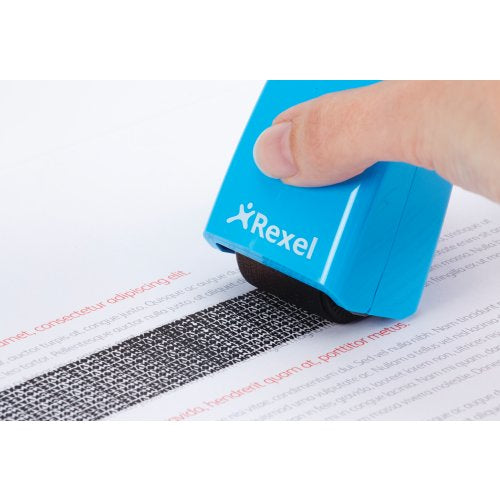 Rexel ID Guard – Tintenrollstempel (Datenmaskierer), Farbe Blau