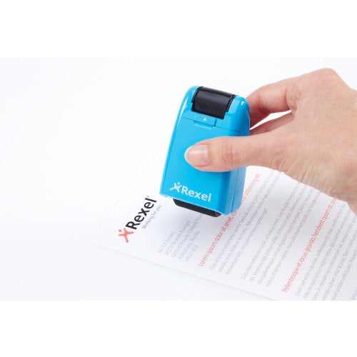 Rexel ID Guard – Tintenrollstempel (Datenmaskierer), Farbe Blau
