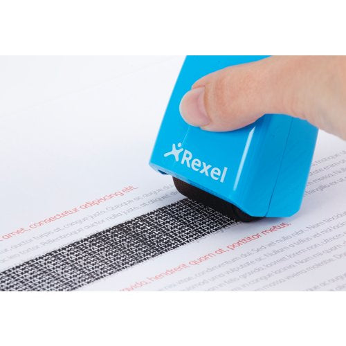 Rexel ID Guard – Tintenrollstempel (Datenmaskierer), Farbe Blau