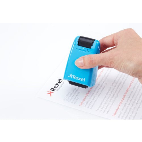 Rexel ID Guard – Tintenrollstempel (Datenmaskierer), Farbe Blau