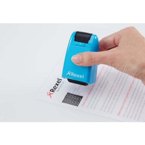 Rexel ID Guard – Tintenrollstempel (Datenmaskierer), Farbe Blau