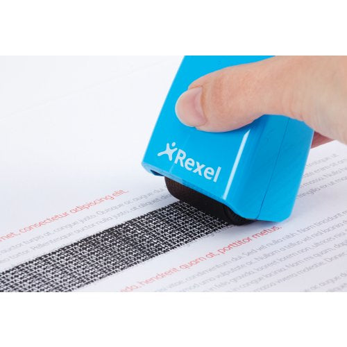 Rexel ID Guard – Tintenrollstempel (Datenmaskierer), Farbe Blau