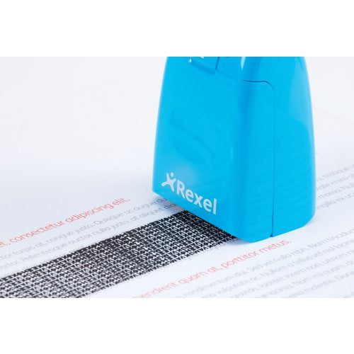 Rexel ID Guard – Tintenrollstempel (Datenmaskierer), Farbe Blau