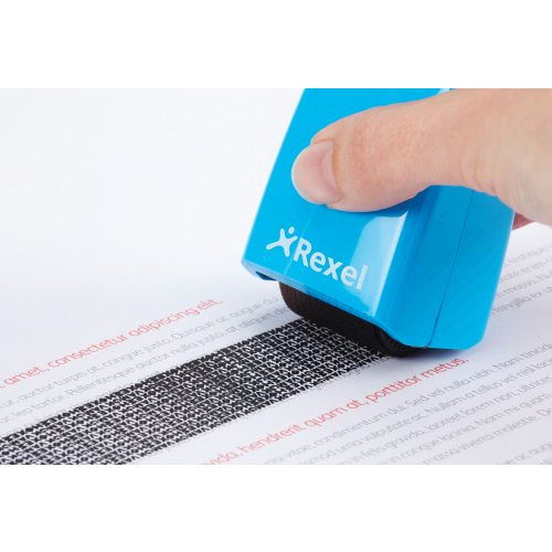Rexel ID Guard – Tintenrollstempel (Datenmaskierer), Farbe Blau