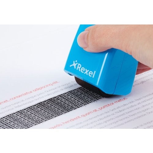 Rexel ID Guard – Tintenrollstempel (Datenmaskierer), Farbe Blau