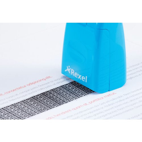 Rexel ID Guard – Tintenrollstempel (Datenmaskierer), Farbe Blau