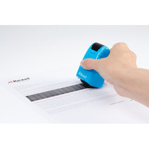 Rexel ID Guard – Tintenrollstempel (Datenmaskierer), Farbe Blau