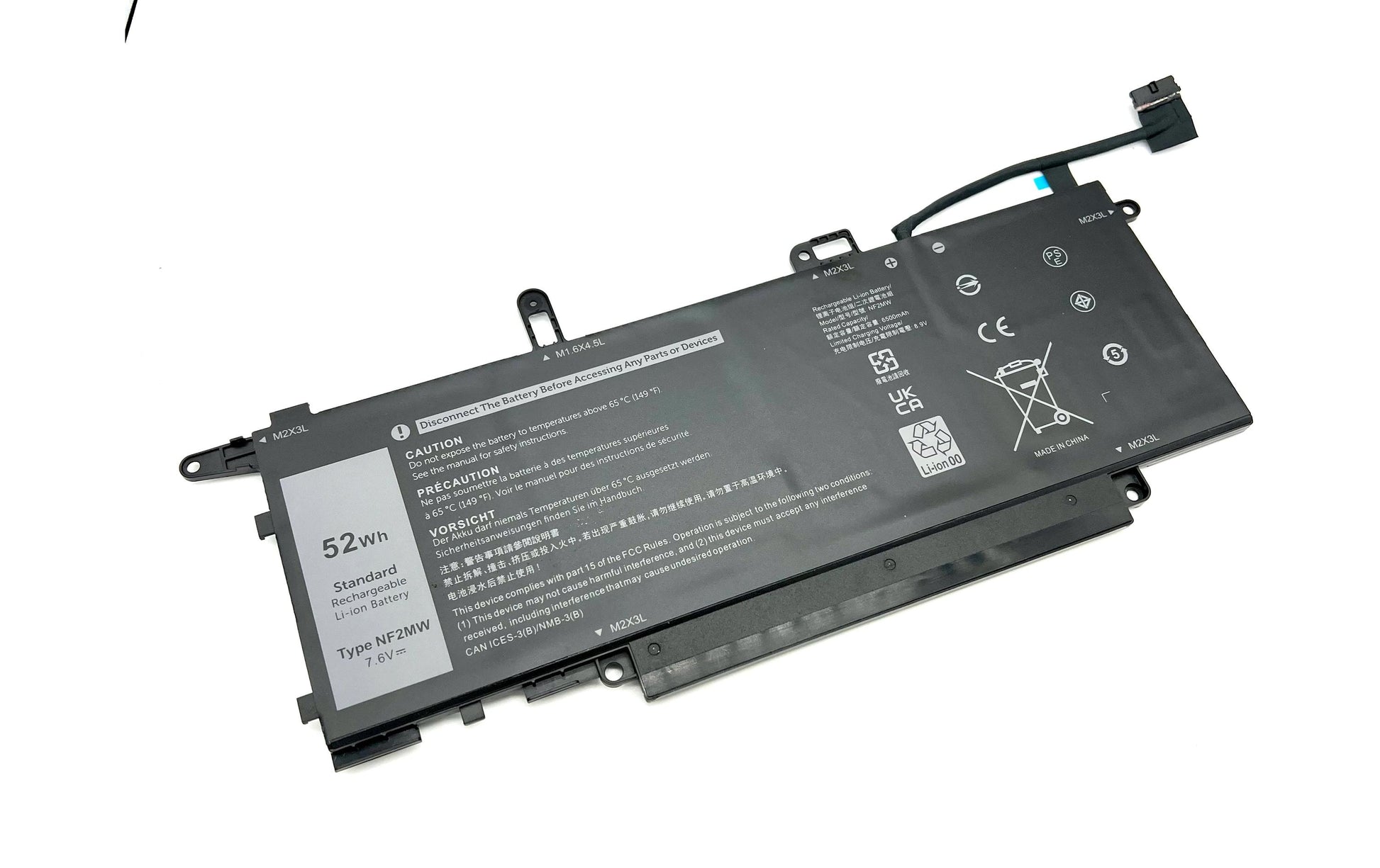 Vistaport Notebook-Akku – für Dell Latitude 7400 2-in-1, 9410 2-in-1 – 52 Wh, 7,6 V (4 Zellen) – Schwarz
