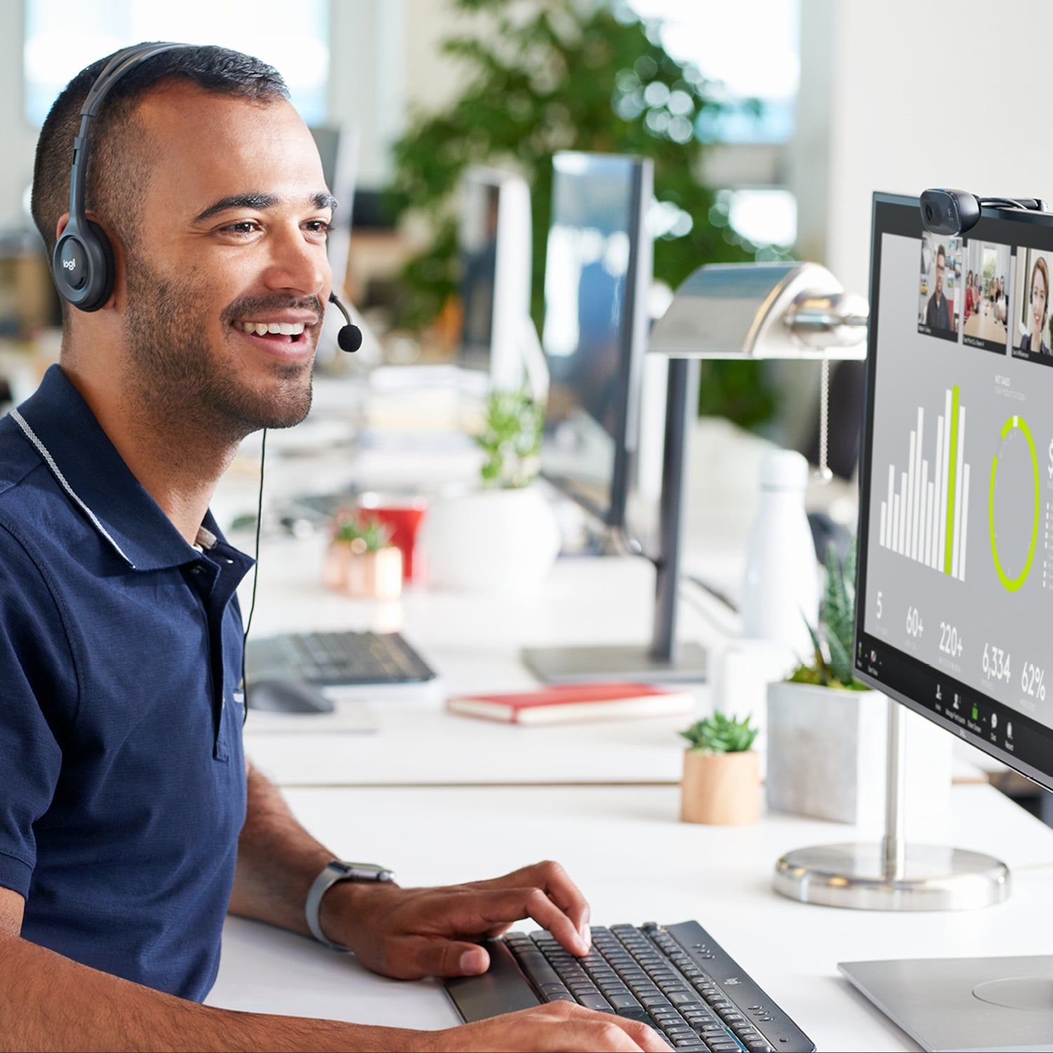 Logitech C270 Webcam – HD, 30 fps, USB, Fester Fokus, 55°, Schwarz, für Windows & macOS