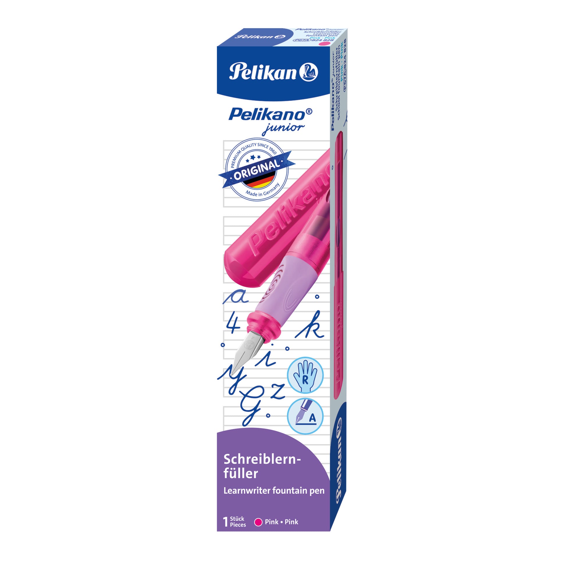 Pelikano junior – Füllfederhalter – A, für Rechtshänder – pink – Edelstahl