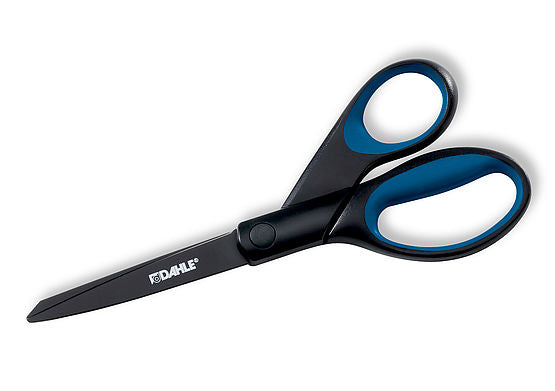 Dahle Schere für Rechtshänder – Edelstahl, titanbeschichtet, antihaftbeschichtet, Softgrip, Schwarz/Blau