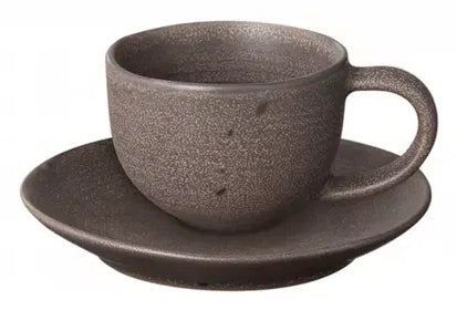Blomus Espressotassen KUMI – 2er Set, 60 ml, Ø 5 cm, Keramik, Grau, mit Untertassen