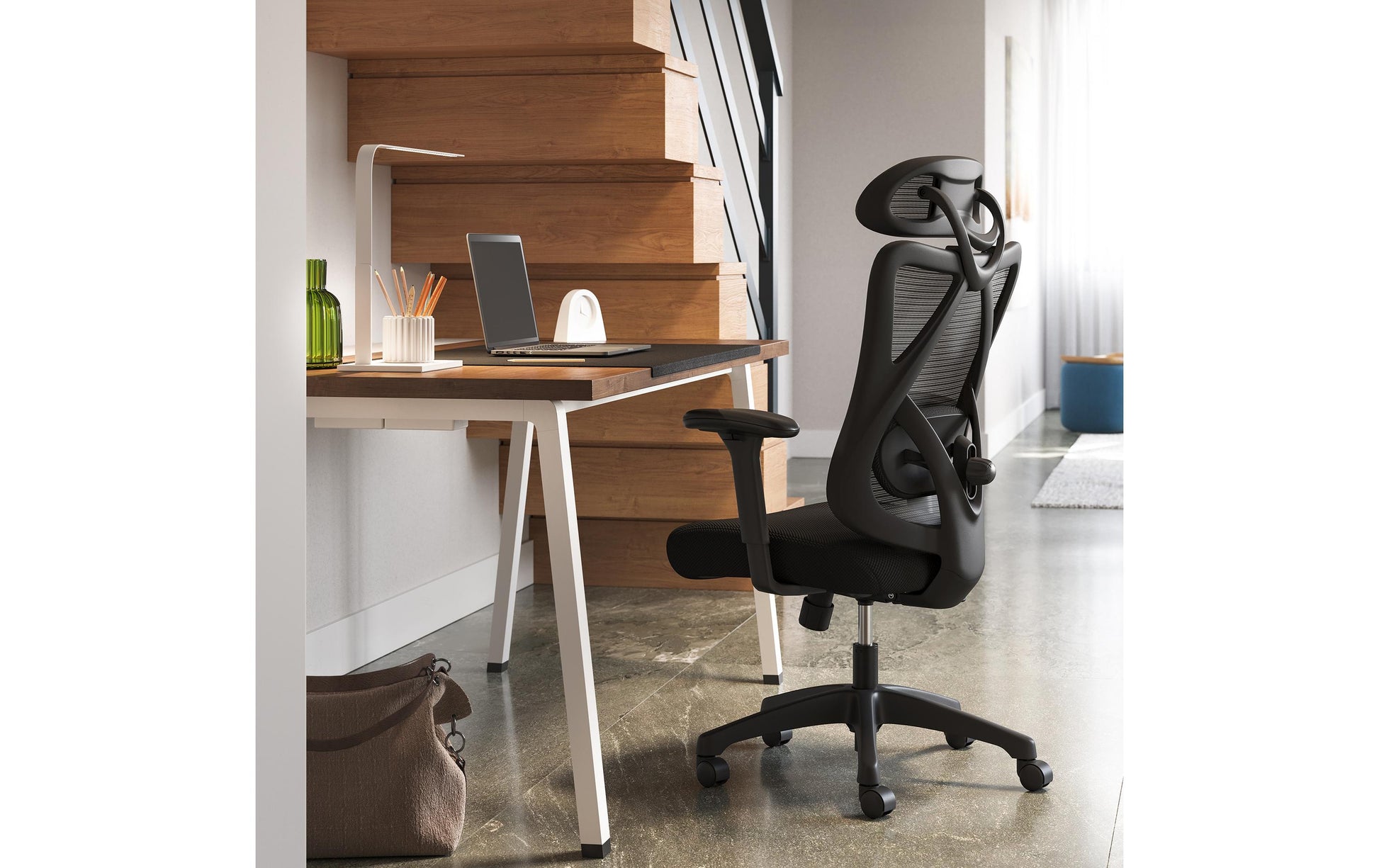 Songmics Bürostuhl – Sitzhöhe 45–54 cm, 150 kg, Schwarz