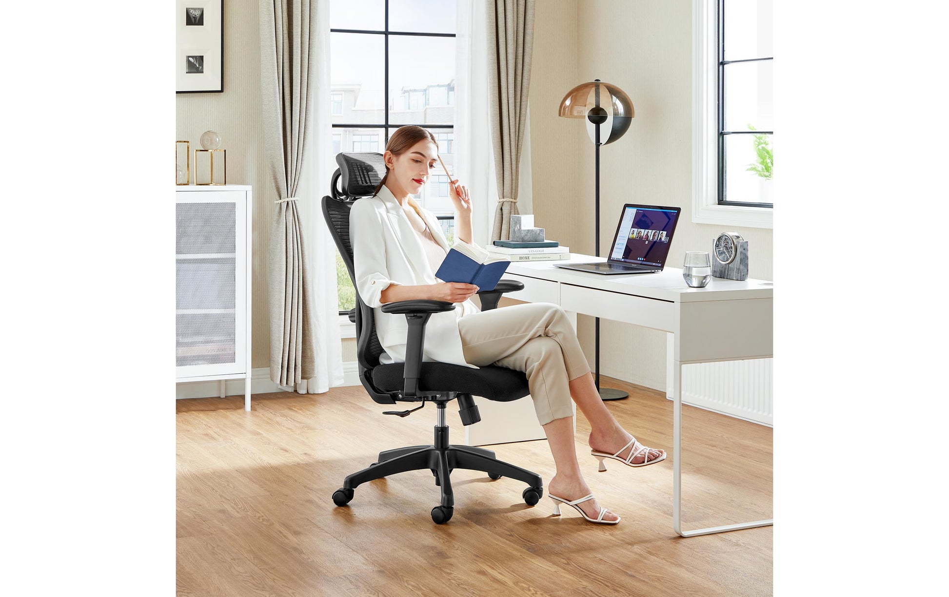 Songmics Bürostuhl – Sitzhöhe 45–54 cm, 150 kg, Schwarz
