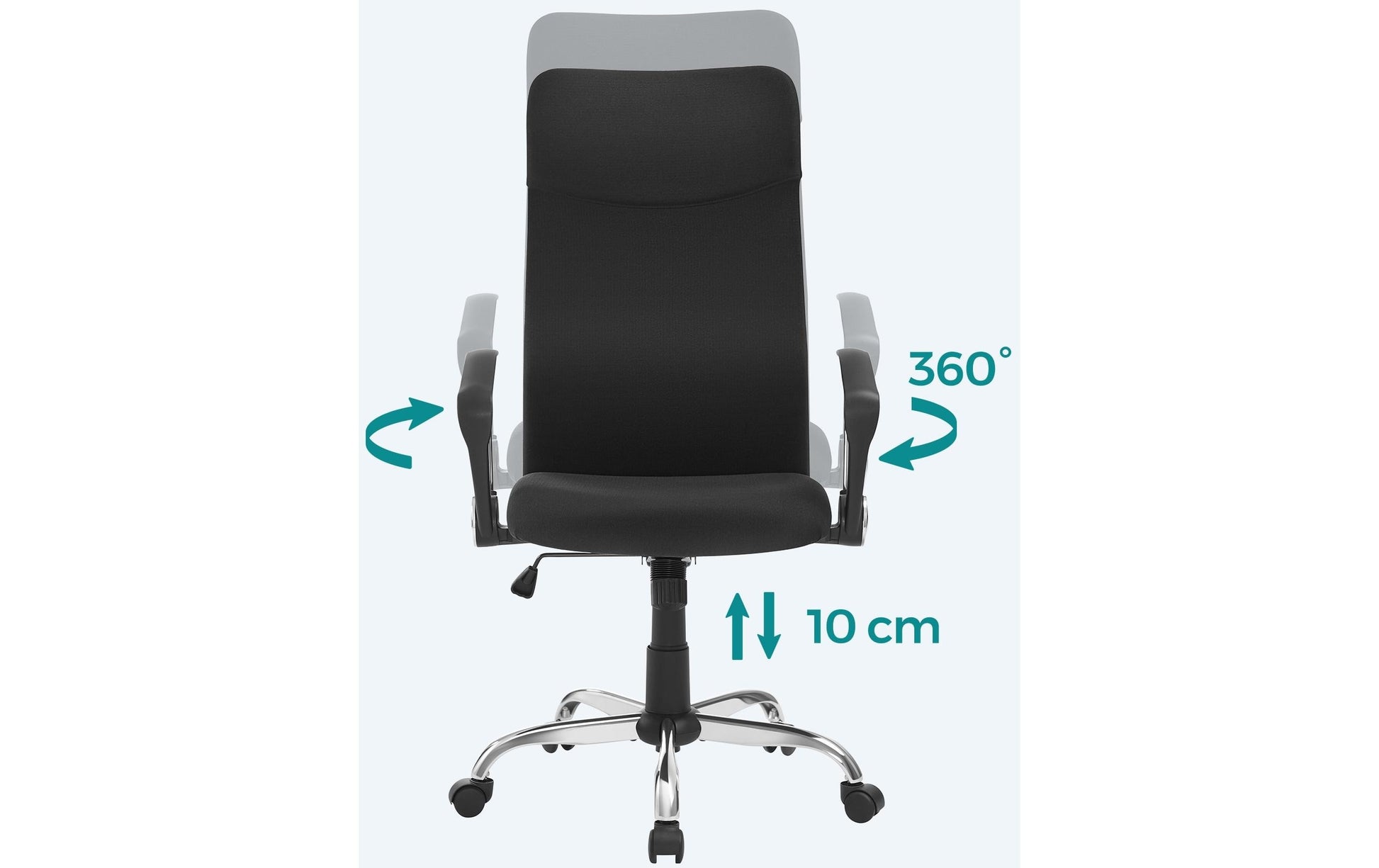 Songmics Bürostuhl Caleb – 49 × 44 × 65 cm, 120 kg, schwarz