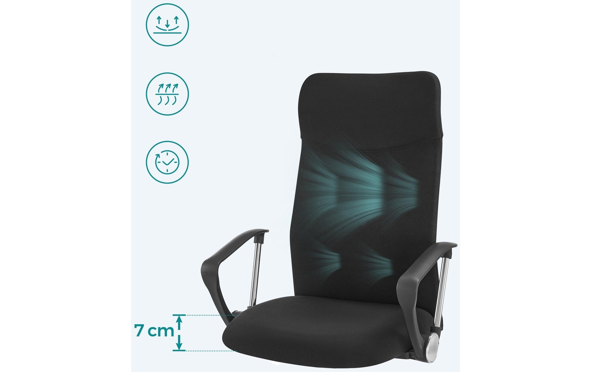 Songmics Bürostuhl Caleb – 49 × 44 × 65 cm, 120 kg, schwarz