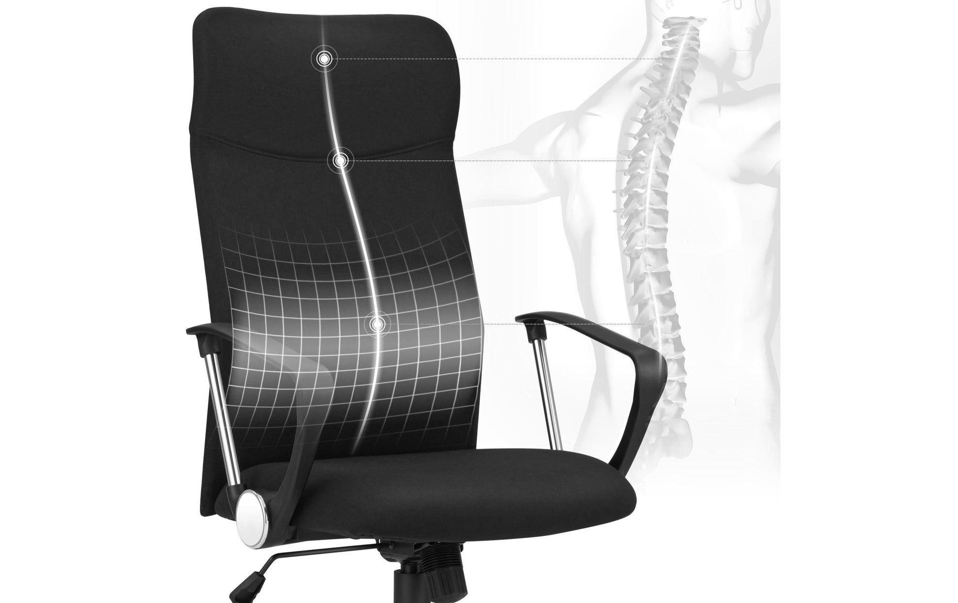 Songmics Bürostuhl Caleb – 49 × 44 × 65 cm, 120 kg, schwarz