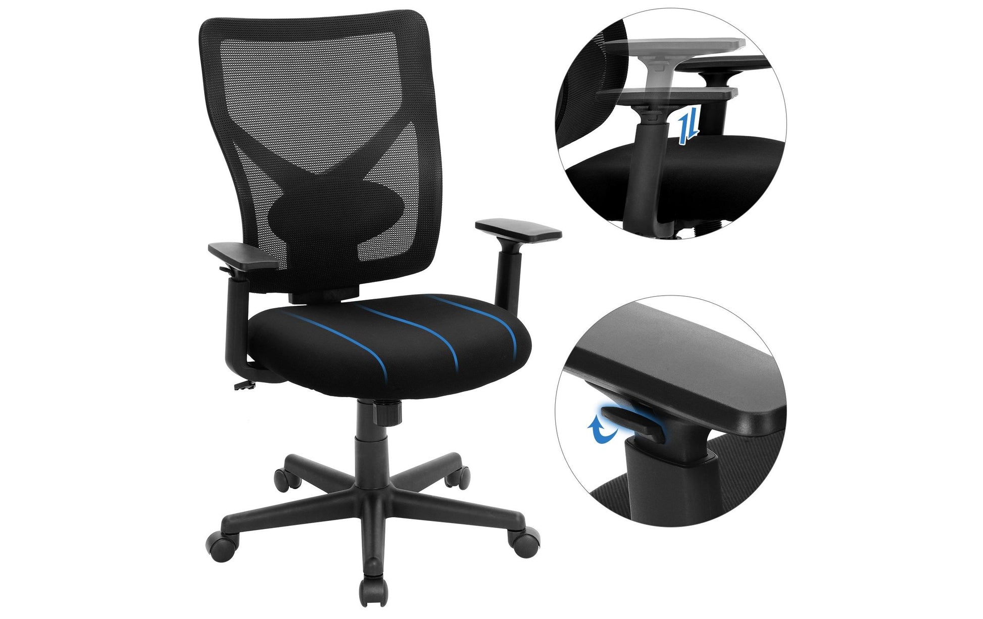 Songmics Konferenzstuhl Yuna – Sitzhöhe 45–57 cm, 120 kg, Schwarz