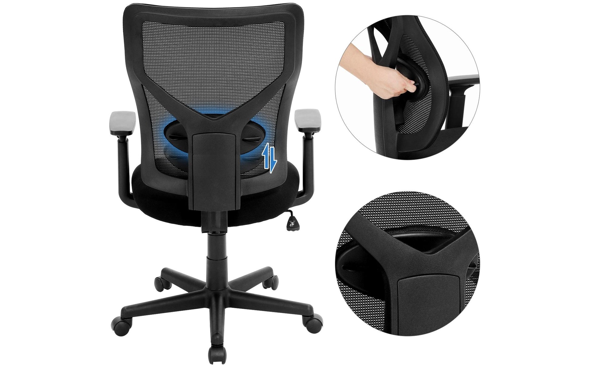 Songmics Konferenzstuhl Yuna – Sitzhöhe 45–57 cm, 120 kg, Schwarz