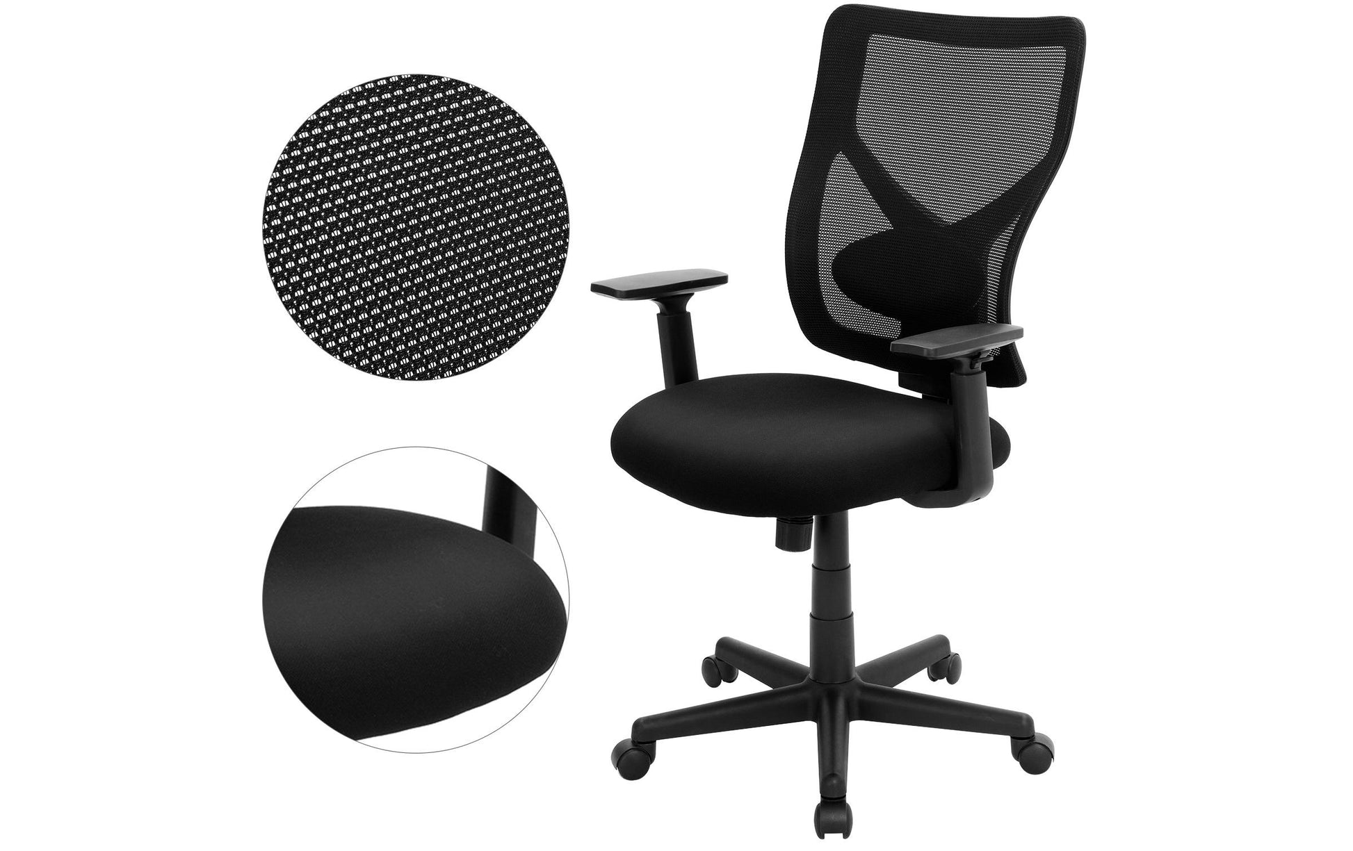 Songmics Konferenzstuhl Yuna – Sitzhöhe 45–57 cm, 120 kg, Schwarz