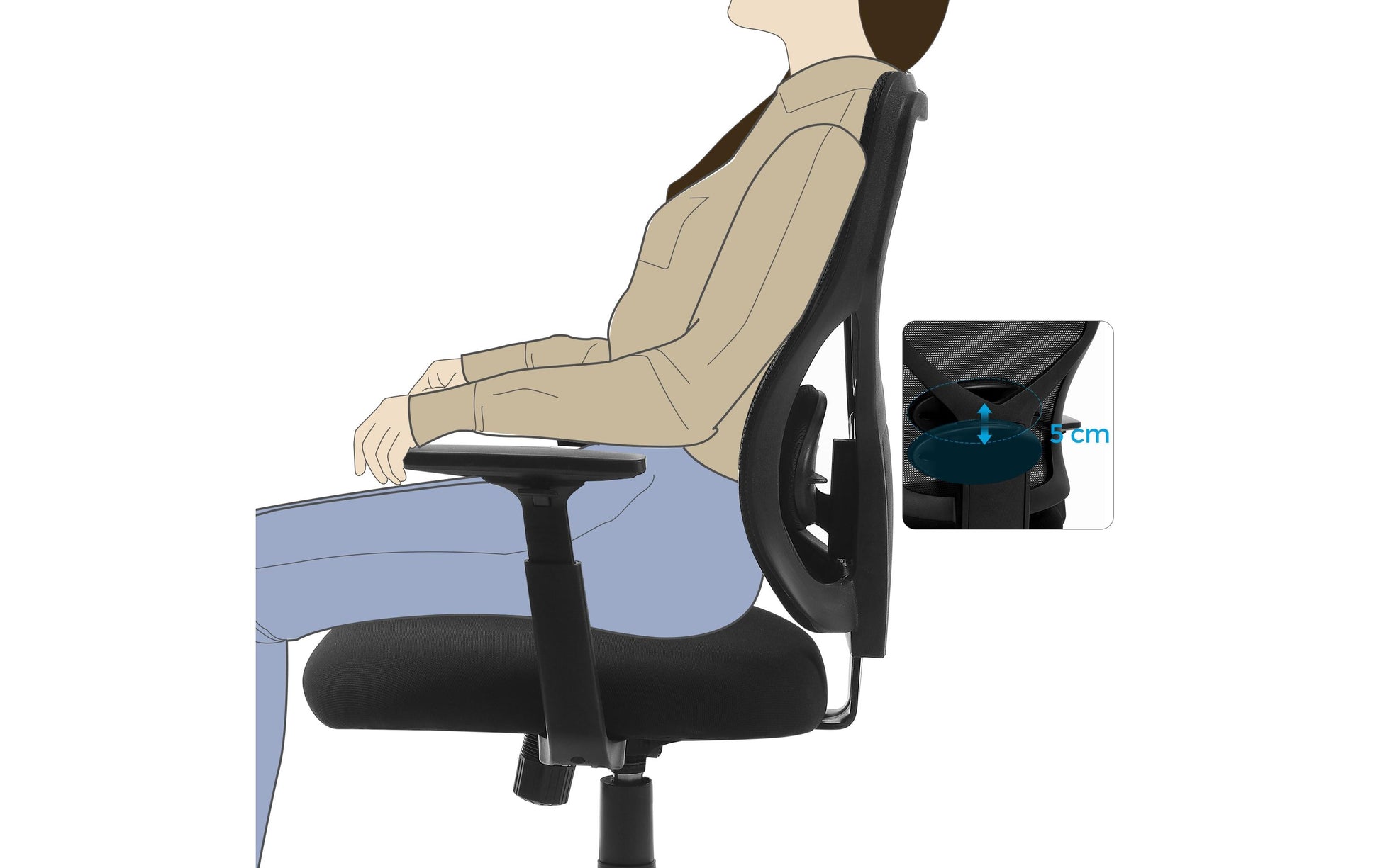 Songmics Konferenzstuhl Yuna – Sitzhöhe 45–57 cm, 120 kg, Schwarz
