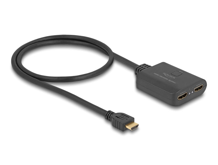 DeLOCK HDMI Splitter 1× HDMI zu 2× HDMI – 4K (3840 × 2160) @ 60 Hz, HDR, HDCP 1.4/2.2, 0,6 m – Schwarz