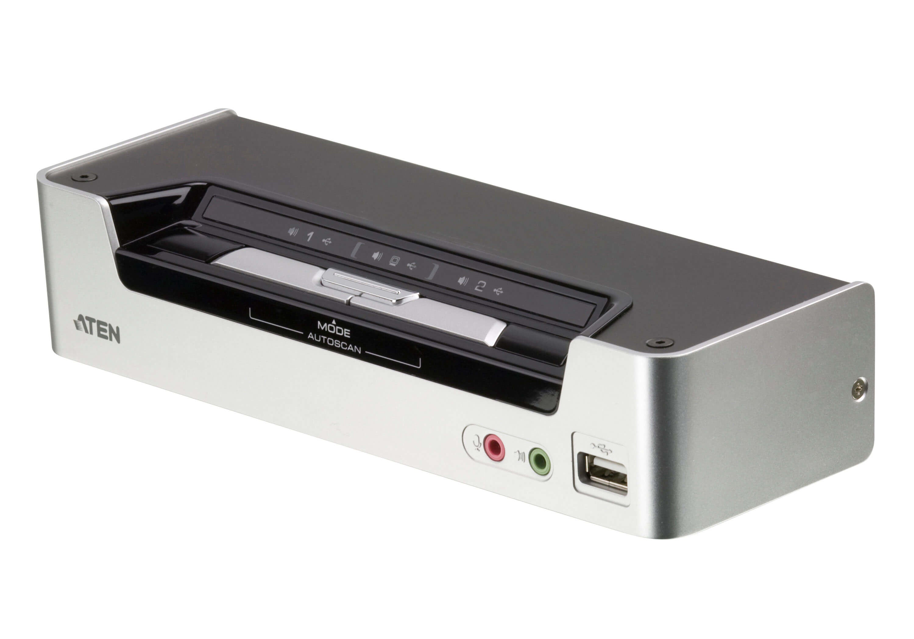 ATEN CS1792 HDMI KVM Switch 2-Port – Kabel inklusive, Schwarz, Silber