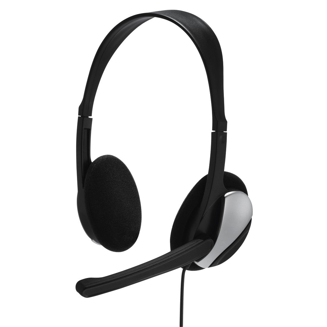 Hama HS-P100 Office-Headset – On-Ear, Stereo, Kabel, 2×3,5 mm Klinke, Schwarz/Silber