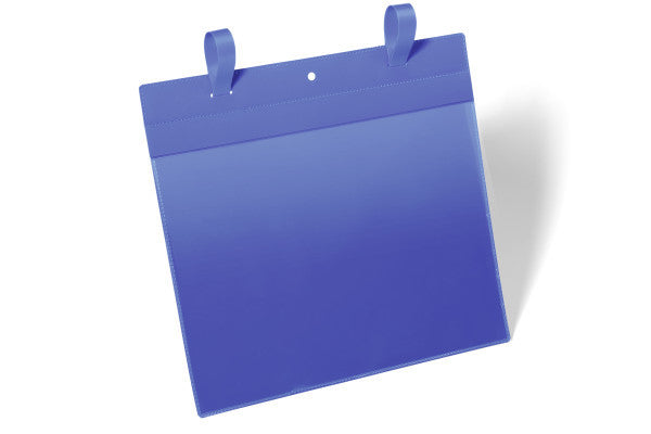 Durable Kennzeichnungstaschen – 210 × 297 mm, blau, wiederablösbar, für A4 quer, 50er-Pack