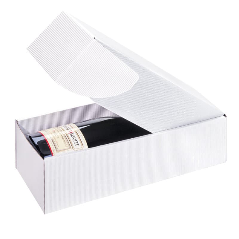Brieger Flaschentüte Offene Welle Weiss – 118 × 385 × 110 mm – für 1 Flasche