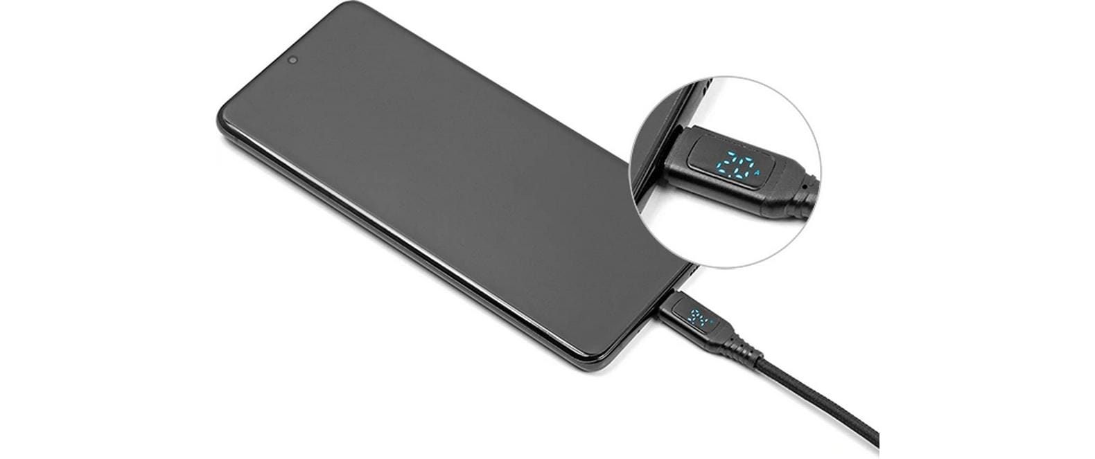 DeLOCK USB-C auf USB-C Kabel – USB 2.0 (480 Mbit/s) – 1,2 m – PD 140 W – Textilmantel, LED-Display – Schwarz
