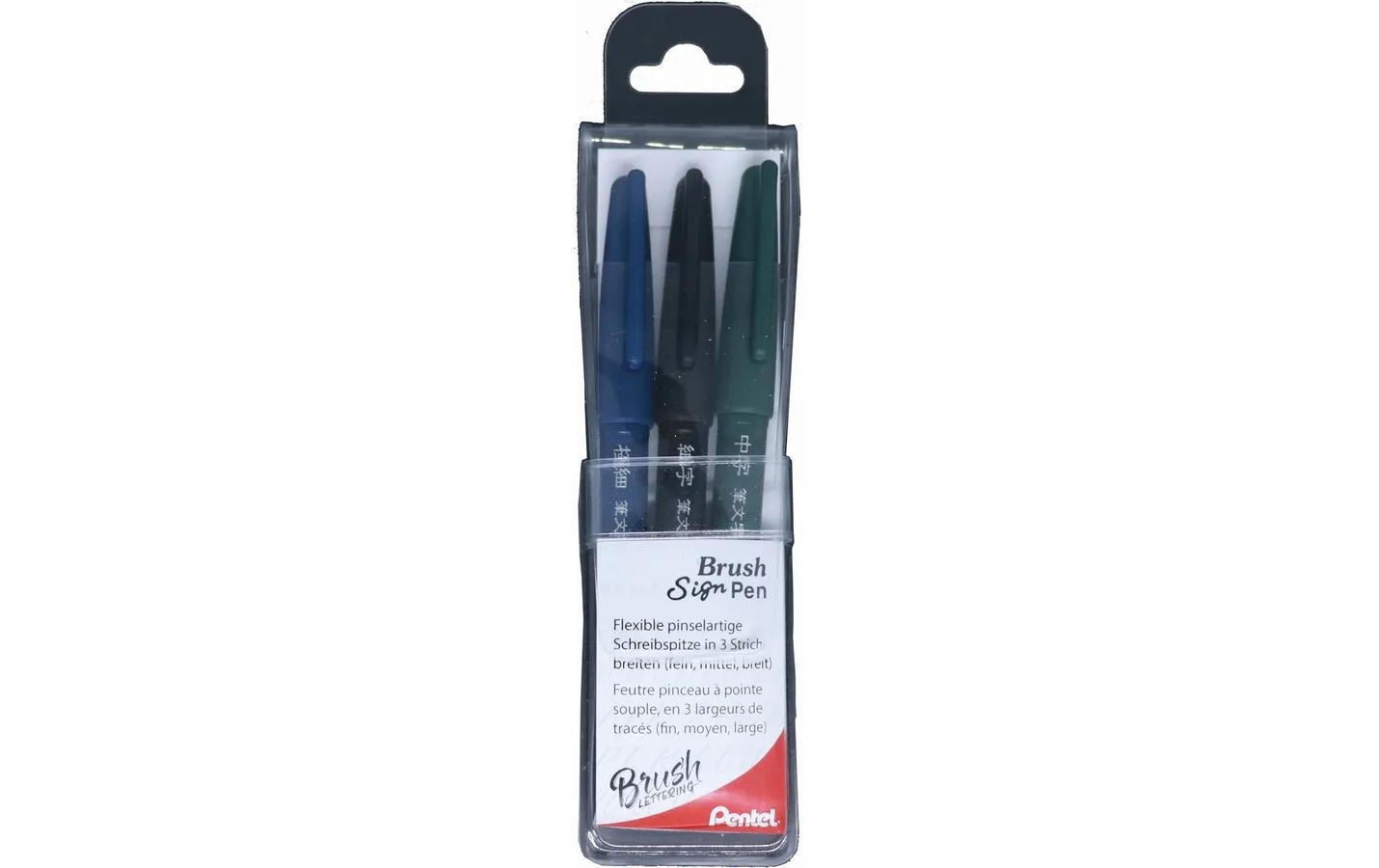 Pentel Brush Sign Pen XSESP15-3 – Pinselstift, Schwarz, 3er Set