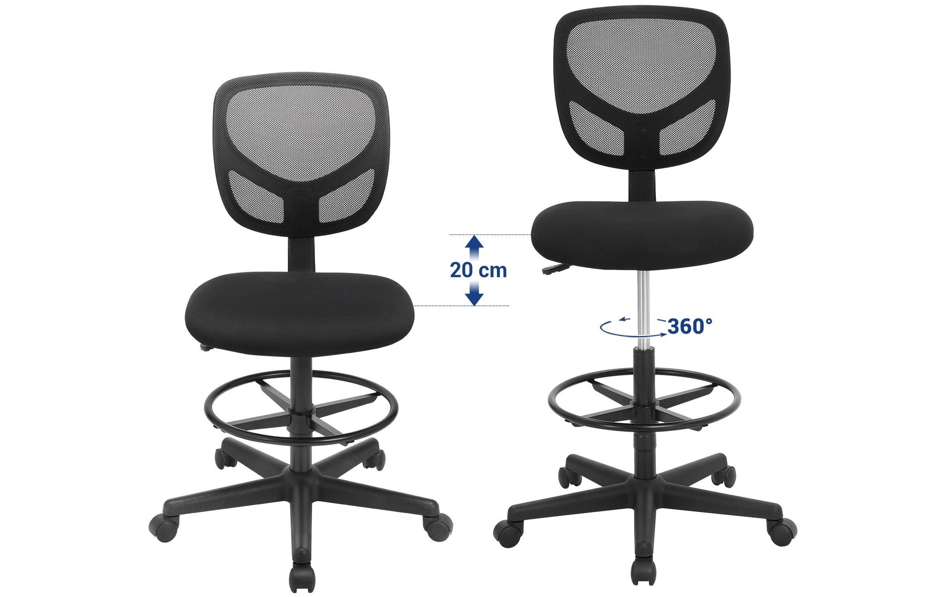 Songmics Bürostuhl Arno – Sitzhöhe 56–75 cm, 120 kg, schwarz