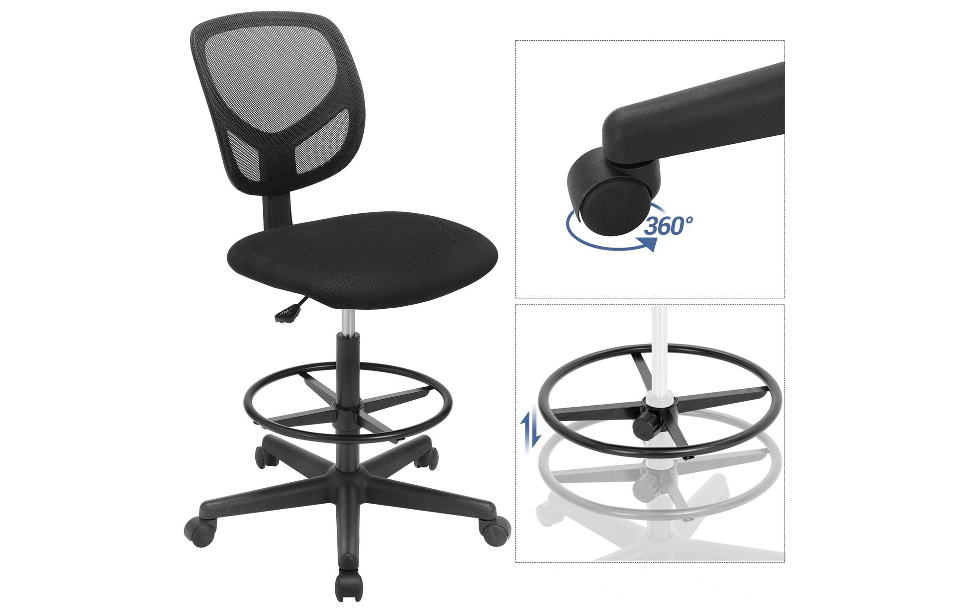 Songmics Bürostuhl Arno – Sitzhöhe 56–75 cm, 120 kg, schwarz
