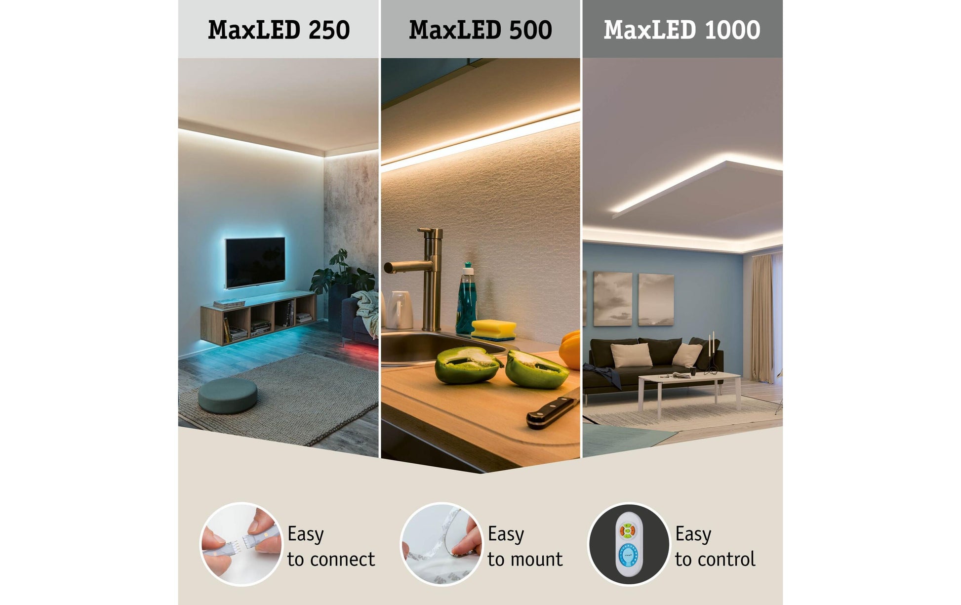 Paulmann LED-Strip – 2700–6500 K (Tunable White), dimmbar – IP20 – Silber, Kunststoff – MaxLED 1000