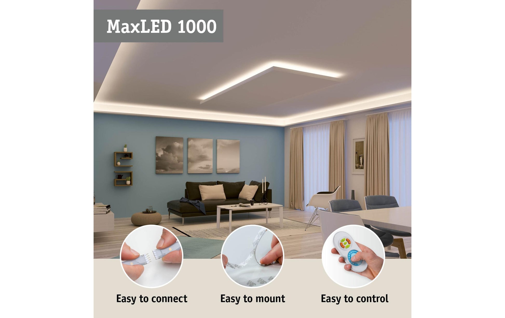 Paulmann LED-Strip – 2700–6500 K (Tunable White), dimmbar – IP20 – Silber, Kunststoff – MaxLED 1000
