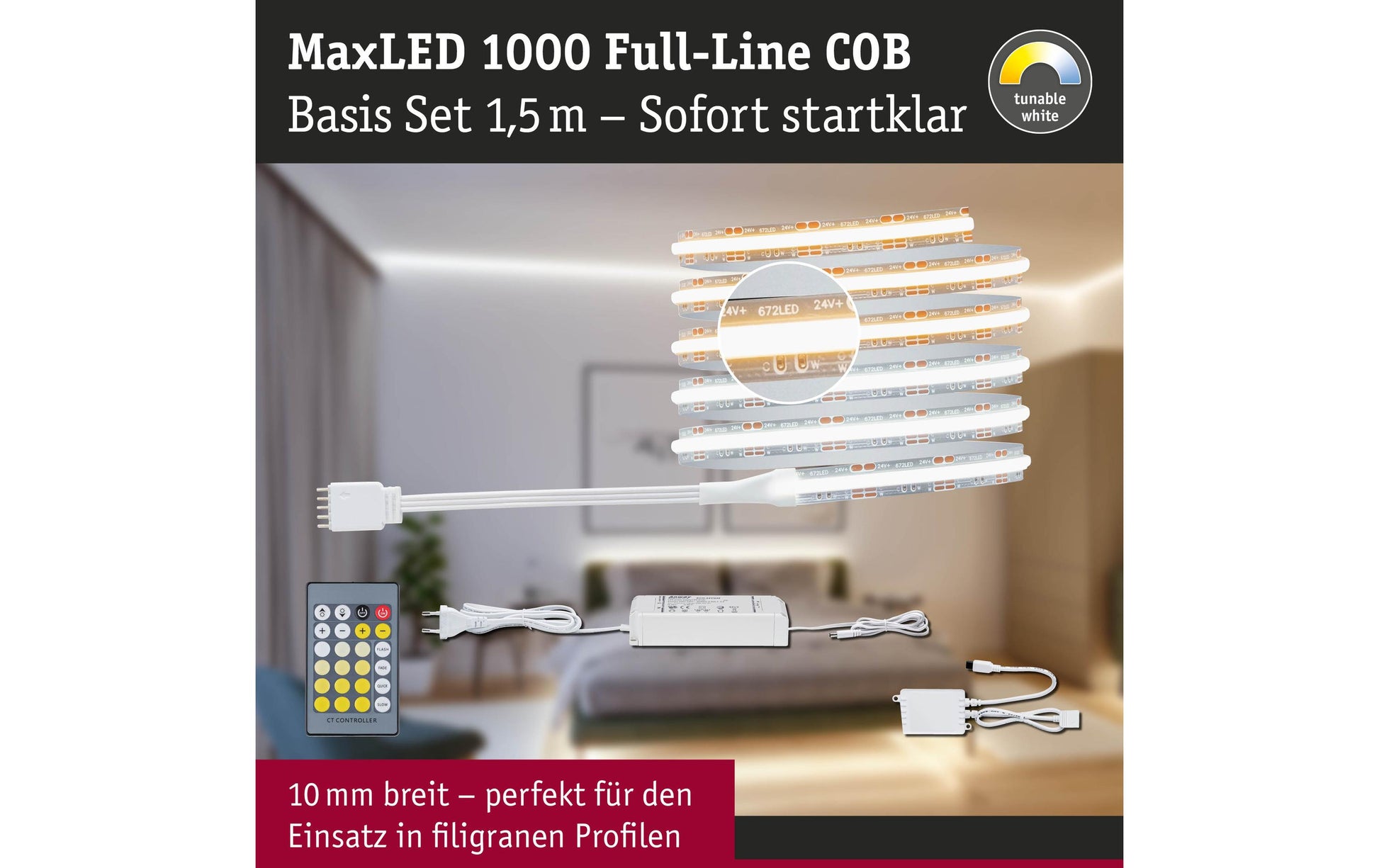 Paulmann LED-Strip MaxLED 1000 – Basisset, 1,5 m, 1800 lm, 15,5 W, 2700–6500 K, dimmbar