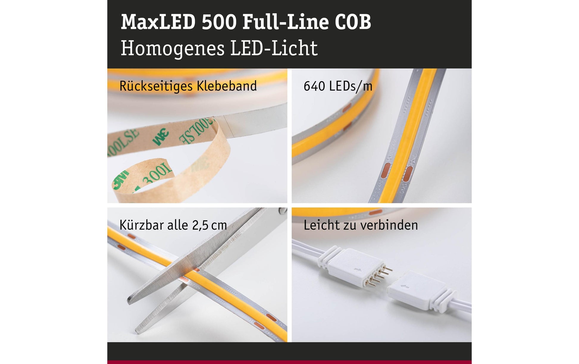 Paulmann LED-Strip MaxLED 500 – Basisset, 1,5 m, 900 lm, 11 W, 2700–6500 K, dimmbar, silber, inkl. Netzteil