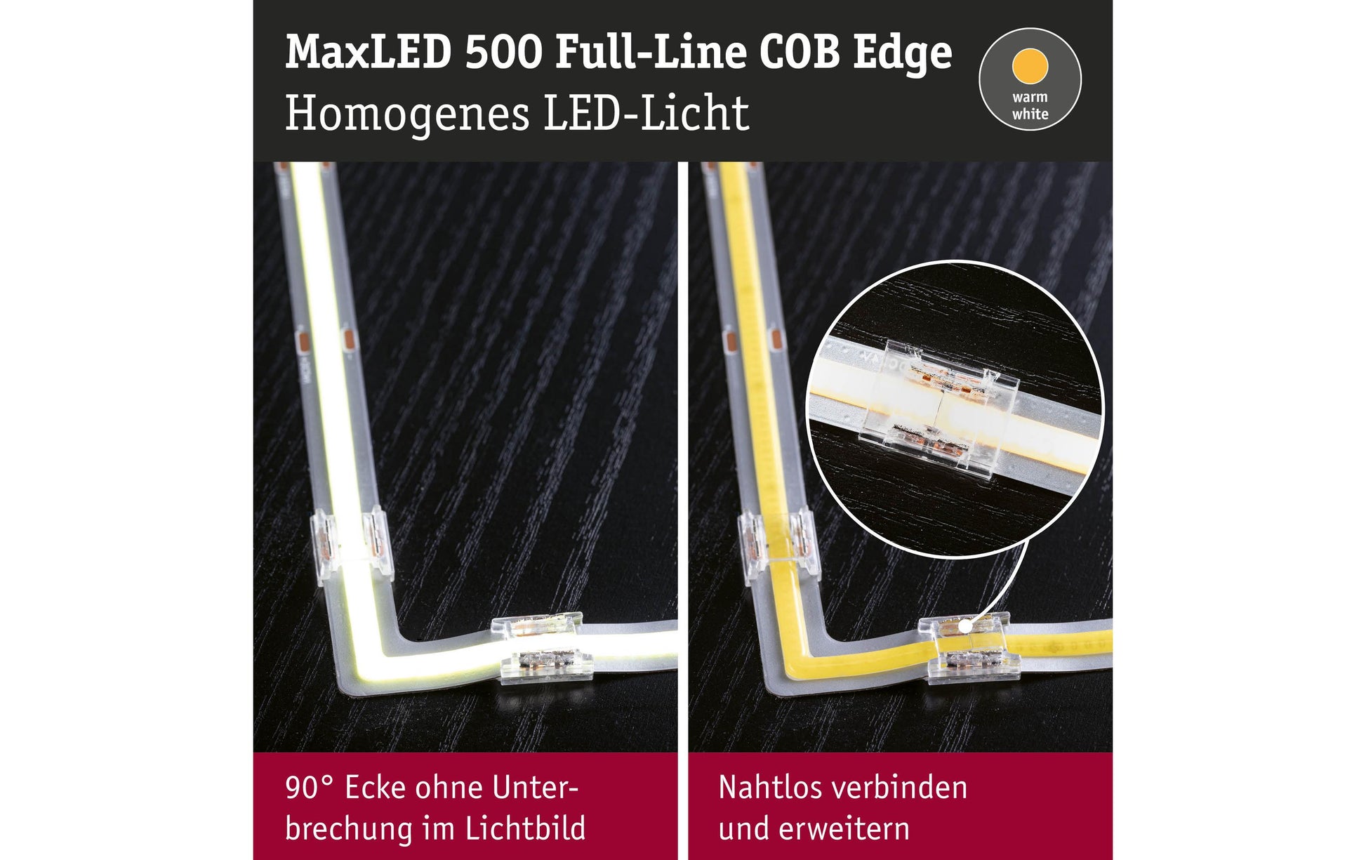 Paulmann LED-Strip 0,03 m – Warmweiss 2700 K, 25 lm, 0,3 W – IP20 – Silber, Kunststoff
