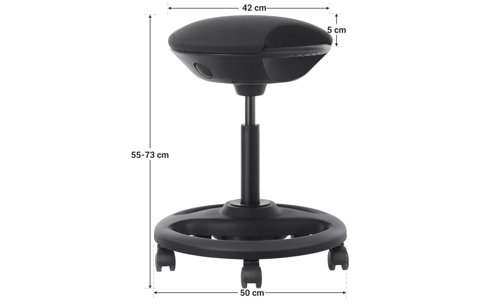 Songmics Destiny Stehhocker – Schaum – Schwarz, 55–73 cm, bis 110 kg