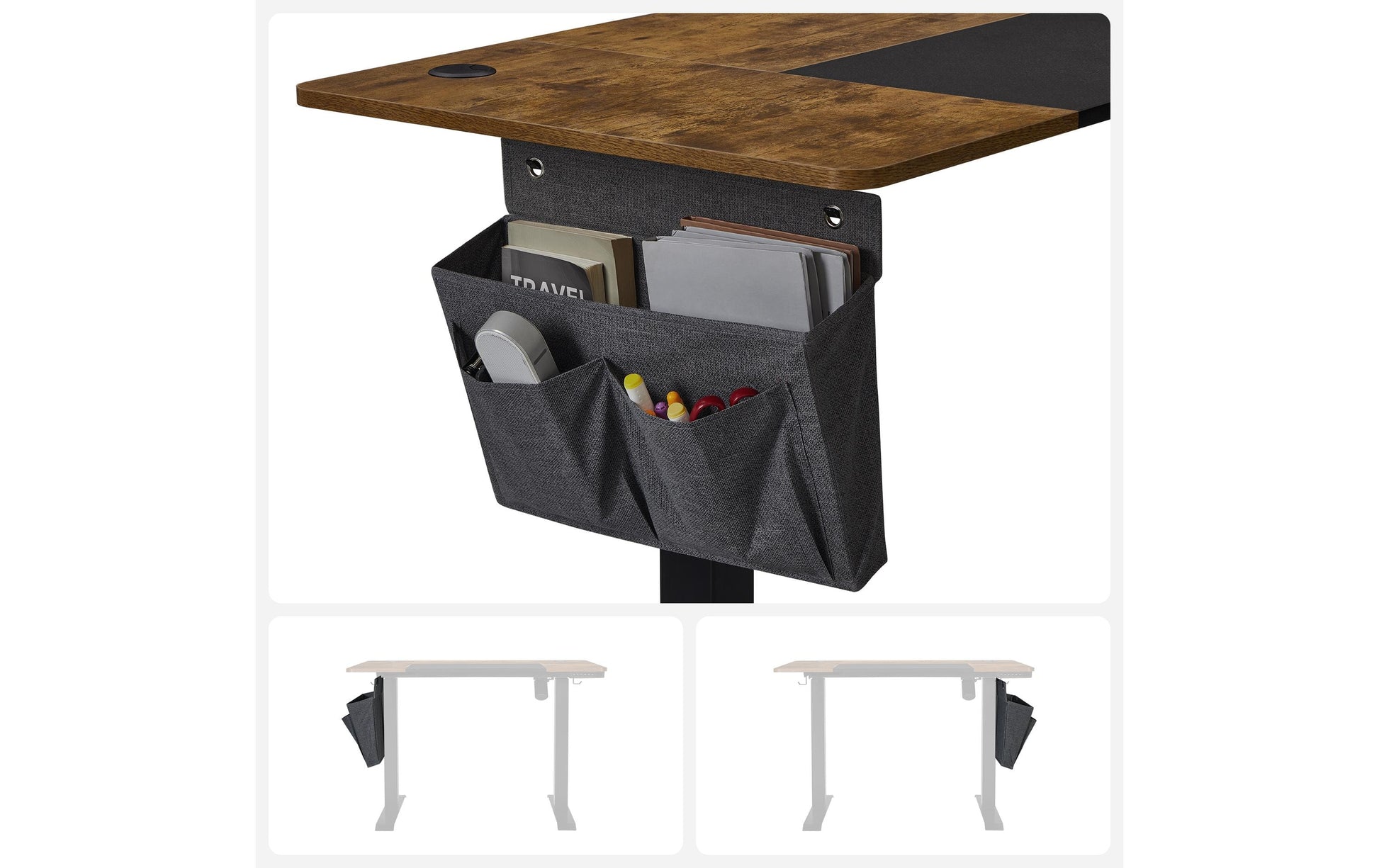 Songmics Steh-/Sitz-Tisch – 120 × 60 cm, höhenverstellbar, grau/schwarz, Stahl