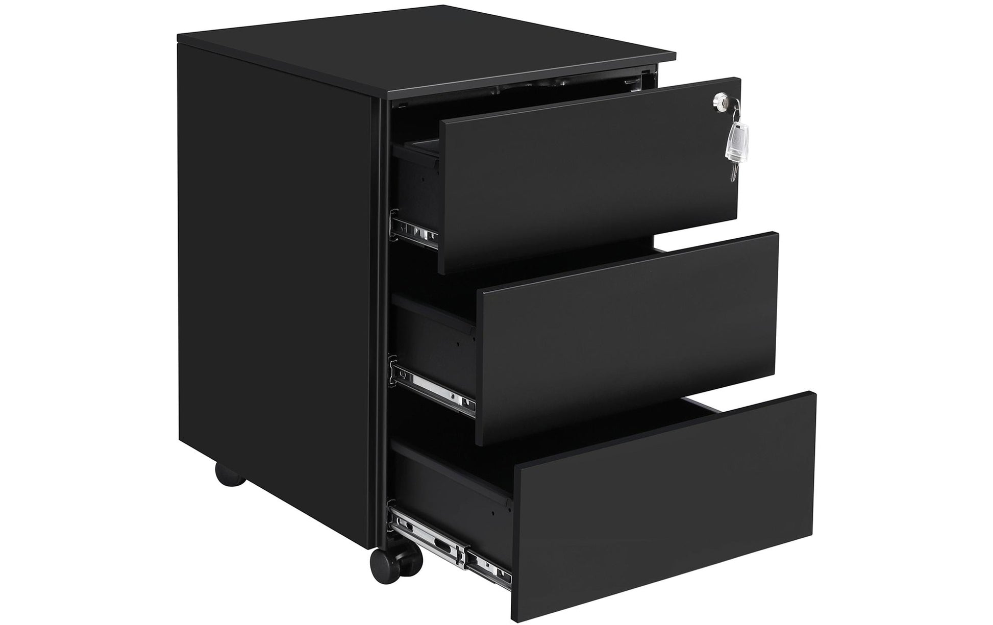 Songmics Rollcontainer – Stahl, schwarz, abschliessbar, 39 × 55 × 45 cm