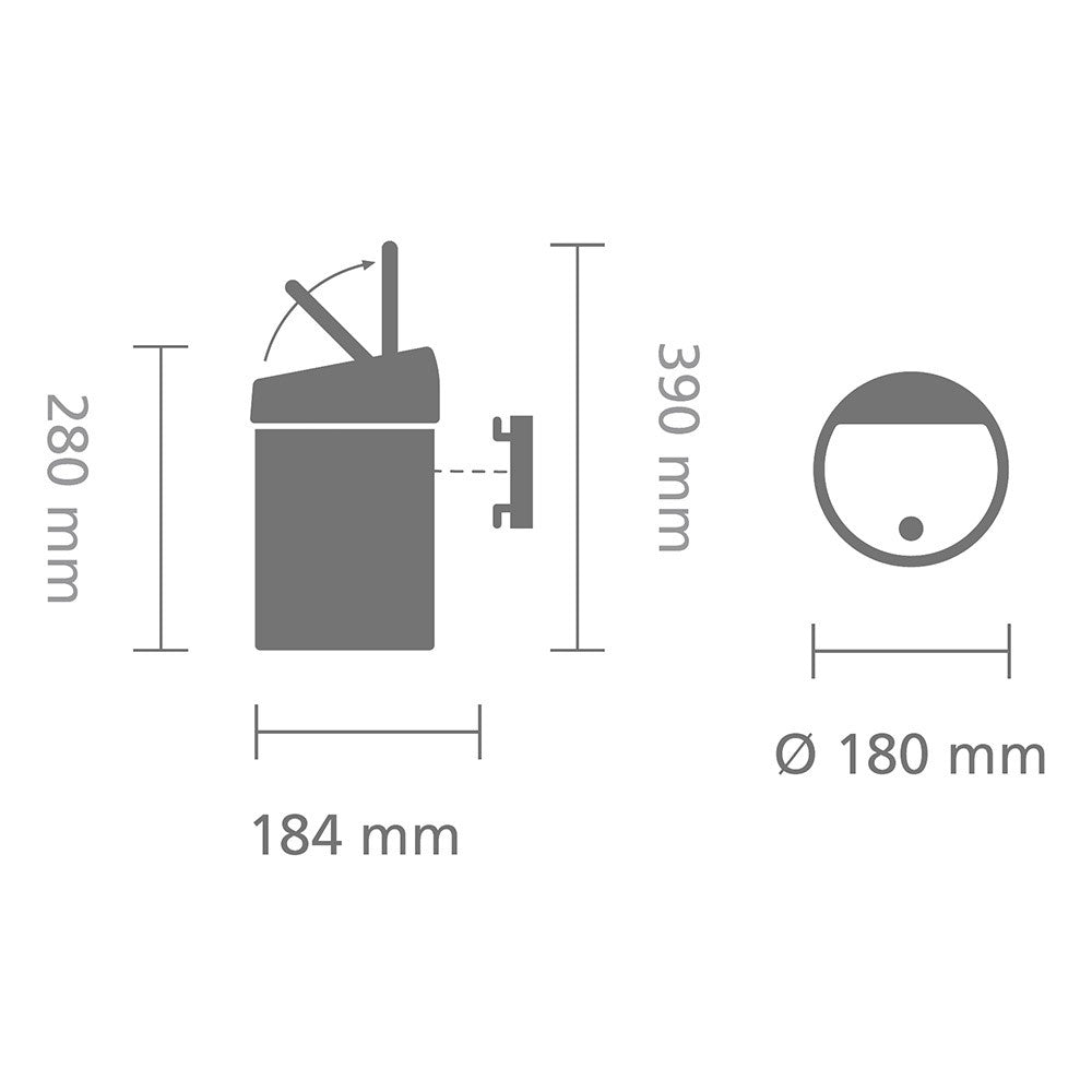 Brabantia Push-Abfalleimer Touch Bin 364488 – 3 l – Kunststoff, rund – weiss – Wandmontage