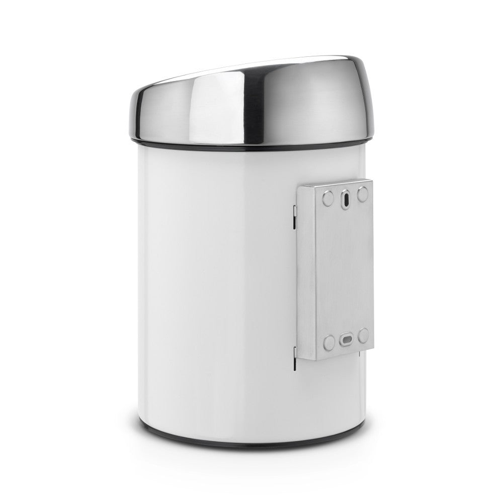 Brabantia Push-Abfalleimer Touch Bin 364488 – 3 l – Kunststoff, rund – weiss – Wandmontage