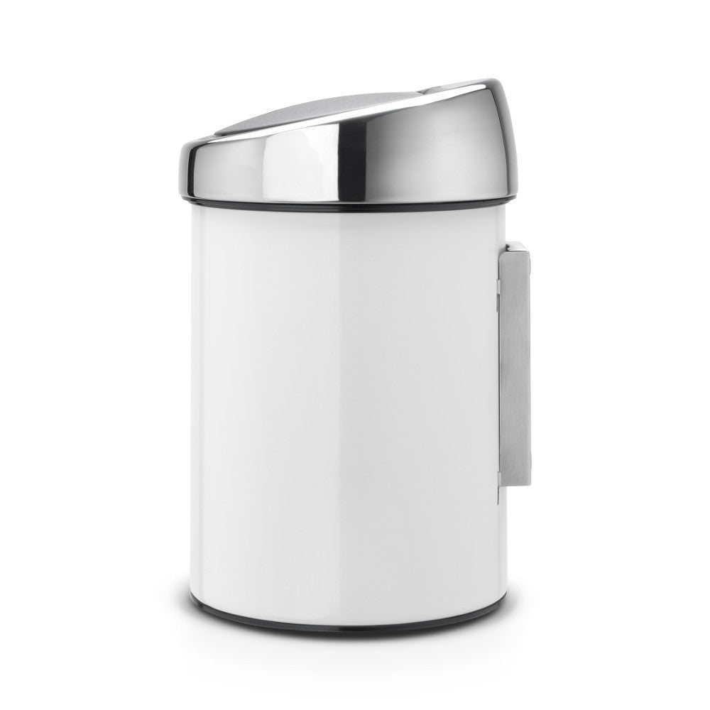 Brabantia Push-Abfalleimer Touch Bin 364488 – 3 l – Kunststoff, rund – weiss – Wandmontage