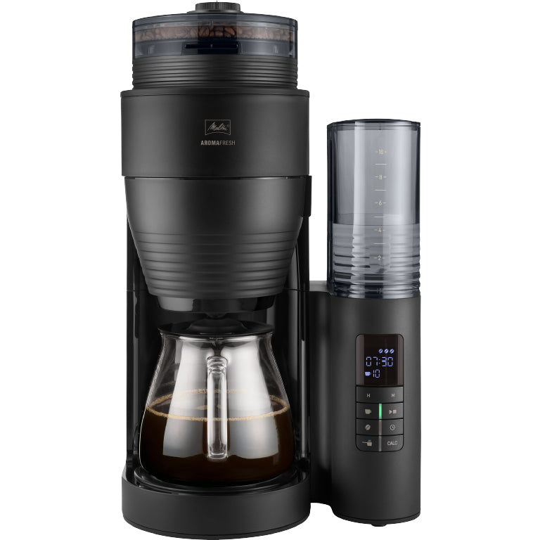 Melitta AromaFresh Filterkaffeemaschine – 10 Tassen, 1,25 l, Keramik-Mahlwerk, Schwarz