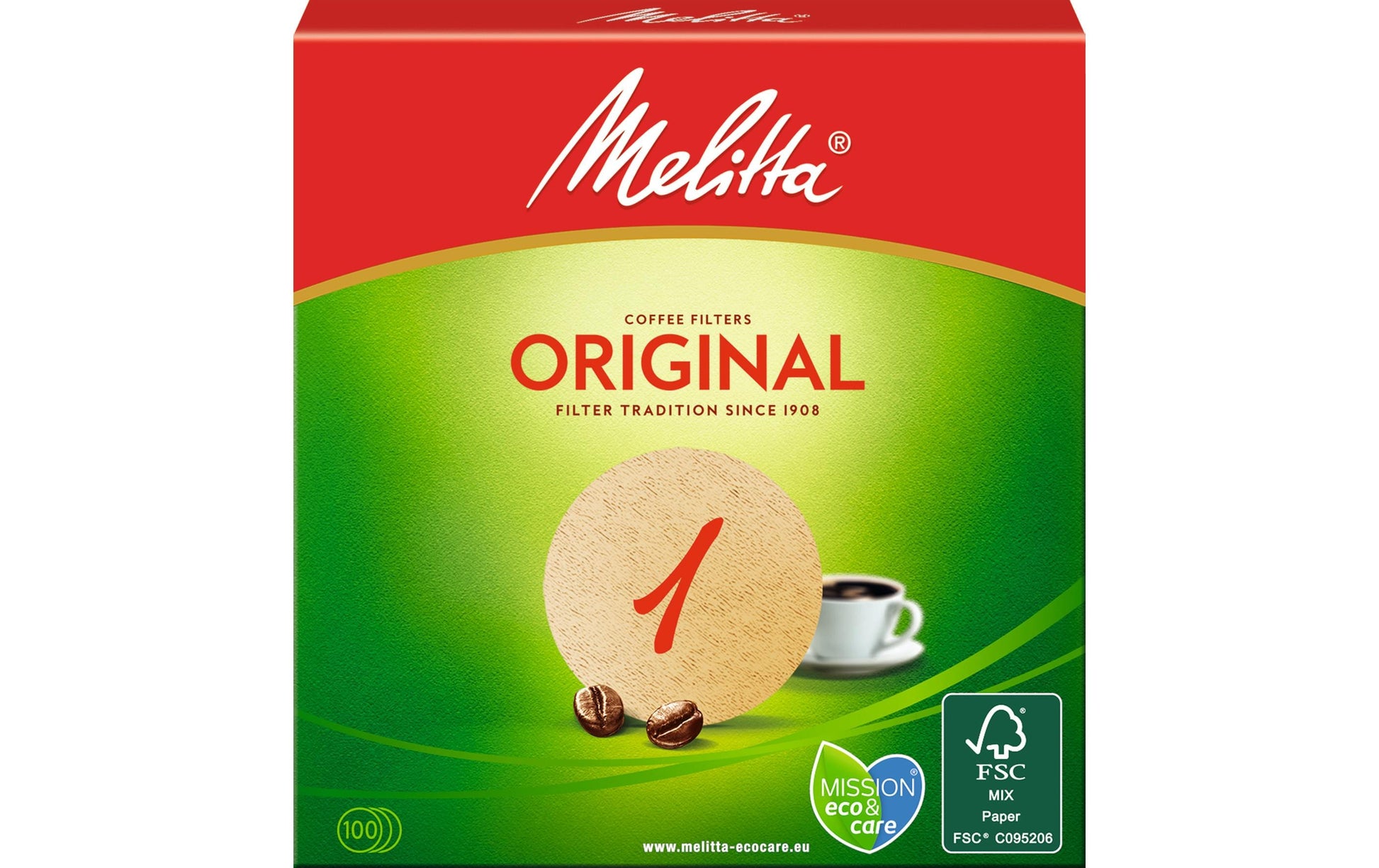 Melitta Kaffeefilter Nr. 1 Ø 9,4 cm – Braun, 100 Stk.