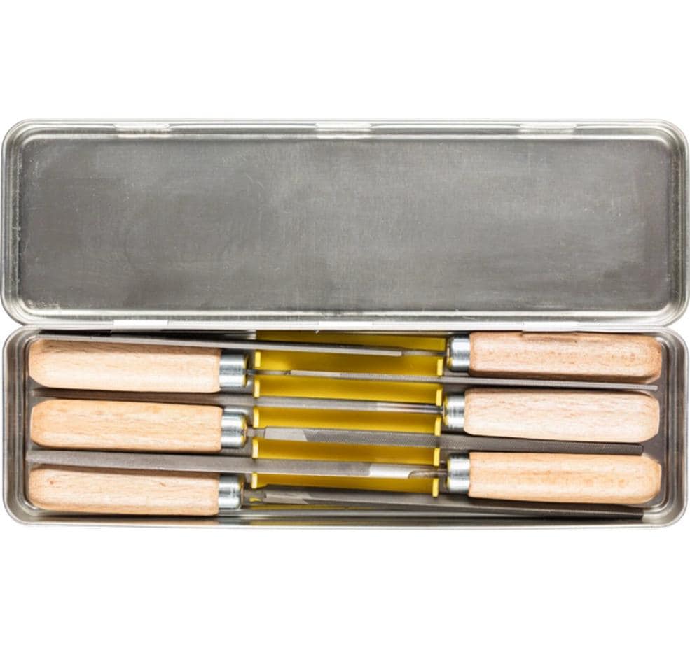 PFERD Schlüsselfeilen-Set – 6-teilig, 100 mm, Hieb 2 – mit Holzheft