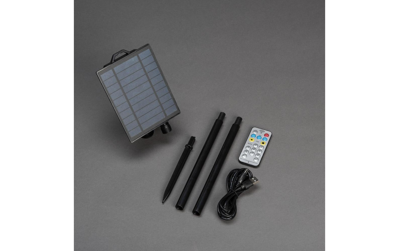 Konstsmide Solar-Lichterkette – 1800 K – IP44 – Timer 4–8 h, dimmbar, Fernbedienung – Schwarz, Kunststoff